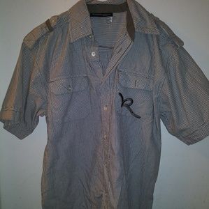 Boys Striped Short Sleeved Button Down Shirt